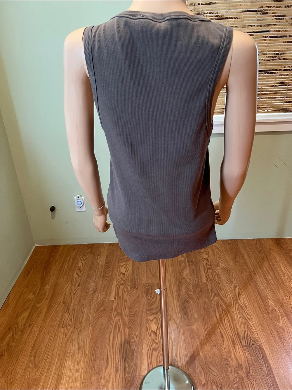 Zara Women’s Taupe Scoop Neck Ribbed Tank Top size L